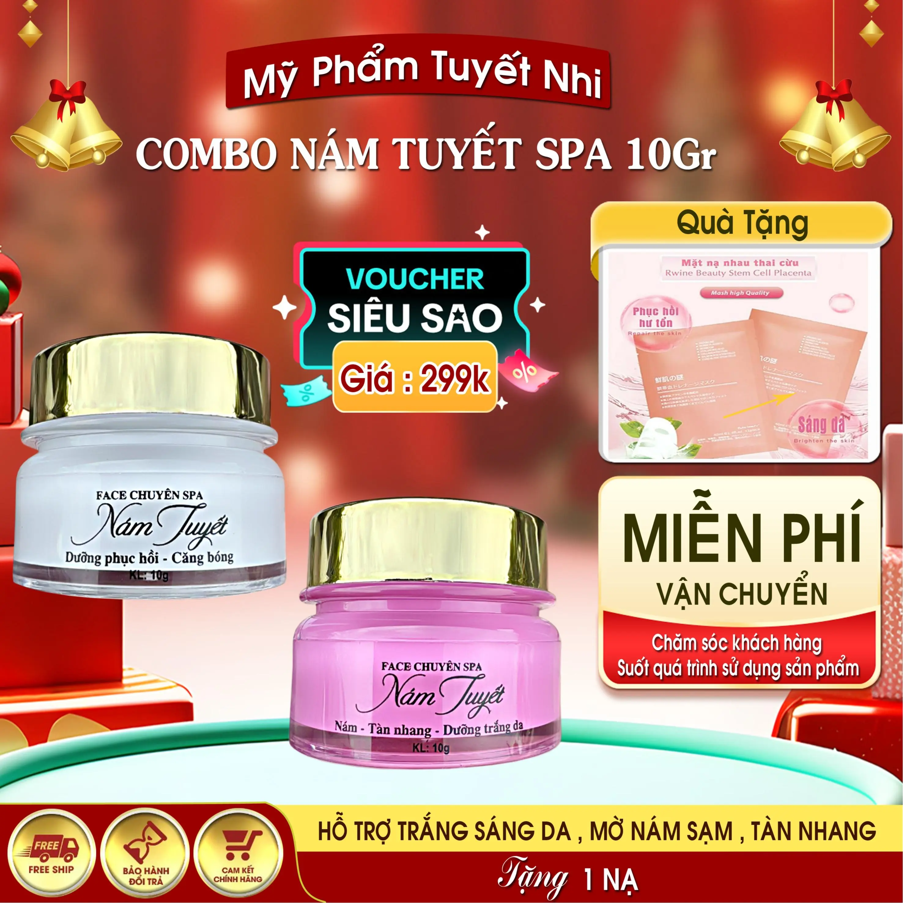 BỘ NÁM TUYẾT 10Gr SPA - Hỗ trợ trắng sáng da , mờ thâm , nám , sạm , tàn nhang Làm Đẹp Da