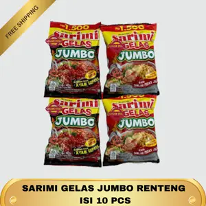 (1 RENTENG 10 PCS) SARIMI GELAS JUMBO RASA SEBLAK JELETOT AYAM GEPREK 40GR Sarimi Gelas Jumbo