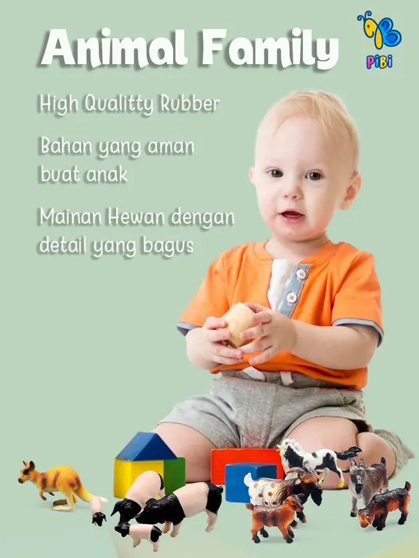 PIBI - Animal Family / Farm Animal / Mainan Hewan Ternak / Mainan Edukasi Anak 1