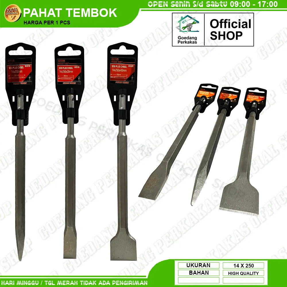 Pahat Beton SDS Plus Freed 14 X 250 Lancip rata / Mata Bor Tembok