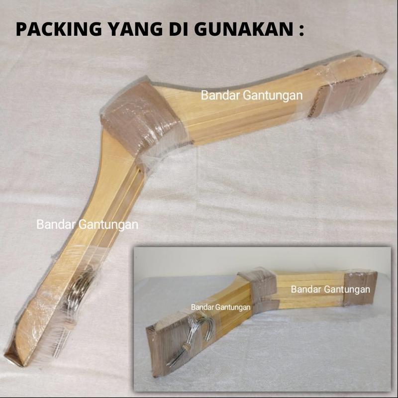 Hanger Kayu Natural SUPER TEBAL Wood Hanger Dewasa Atau Anak Hanger Distro Gantungan Baju Kayu Warna TEBAL Hanger Kayu Hanger Distro Hanger Butik-BH 2