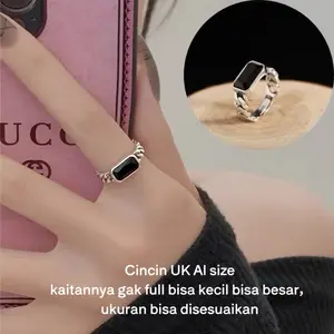 (Bebas beli 2 dapat bonus) C20 COD Cincin kotal hitam simple warna sliver titanium wanita Korea