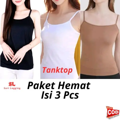PAKET HEMAT 3 PCS SINGLET WANITA PREMIUM / TANKTOP TALI KECIL / TANKTOP / DALAMAN WANITA Crop Kemben Melar Nyaman Atasan Cewek