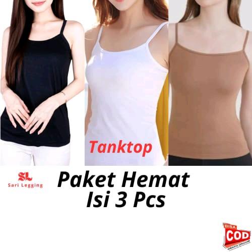 PAKET HEMAT 3 PCS SINGLET WANITA PREMIUM / TANKTOP TALI KECIL / TANKTOP / DALAMAN WANITA Crop Kemben Melar Nyaman Atasan Cewek 0