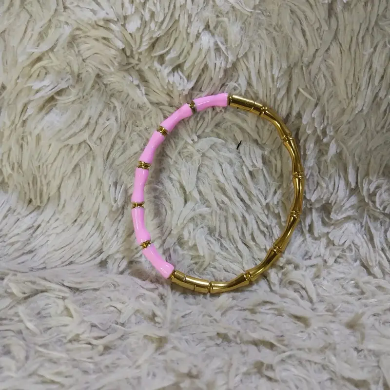 Gelang Bangle Titanium Motif Bambu Keramik - Perhiasan Pengganti Emas - Perhiasan Wanita - Aksesoris Wanita 7