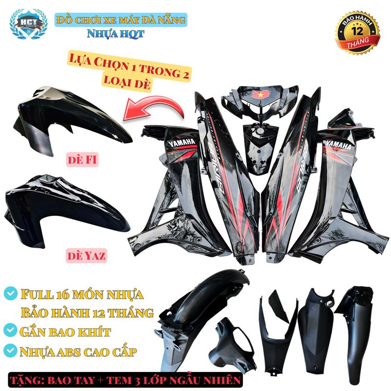 HQT Dàn áo sirius  Nhựa trắng nguyên sinh / cao cấp cho Si 50 & Si 110 ĐỦ 16 món Gắn Chóa Nhỏ - nạ 3 lỗ Bảo hành 12 tháng TẶNG kèm Tem 3 lớp .