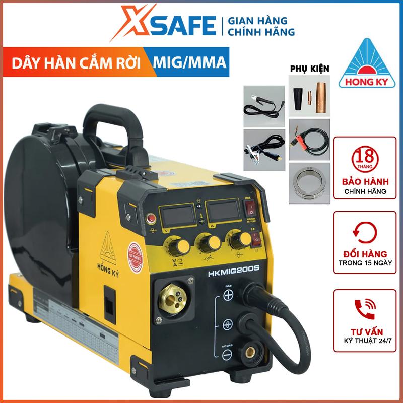 Máy hàn điện tử Hồng Ký HKMIG200S tích hợp hàn MIG, MMA, hàn tốt liên tục 3 phút dòng 160A trên thép inox, hiệu suất cao