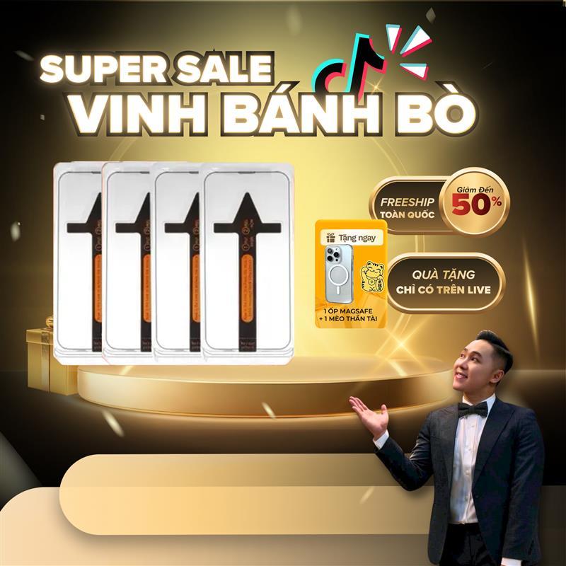 BEIZUN x Vinhbanhbo COMBO 4 Kính Cường Lực dành cho iphone Tặng 1 Ốp MAGSAFE + 1 miếng dán mèo thần tài