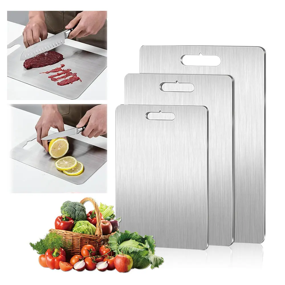 IKILOSHOP Talenan Stainless Stell 304 Tatakan Memotong Higienis Anti Bakteri Jamur Higienis Tahan Karat