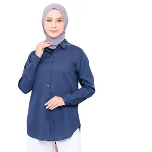 Kemeja Wanita Basic Katun Toyobo Premium Pekalongan - Model Kerah Jatuh - Simple, Daun Baju  Kancing jumbo