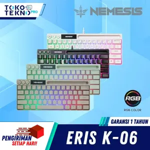 【BISA COD】NYK Nemesis Eris K06 / K-06 Membrane Gaming Keyboard With Phone Holder Led Computer