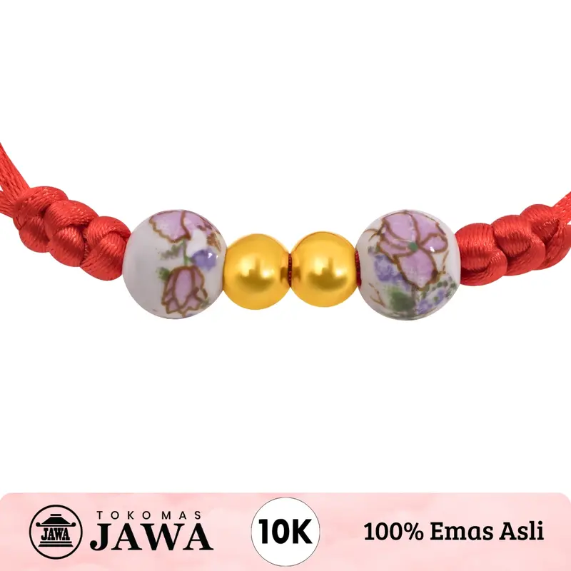 Gelang Tali Emas Giok Bunga Kadar 10 Karat - Toko Mas Jawa 2