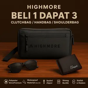BUNDLING COMBO HYPER DAPAT 3 TAS STUICK KACAMATA DOMPET KLASIK BIMO WATERPROOF ELEGAN PRIA WANITA HITAM