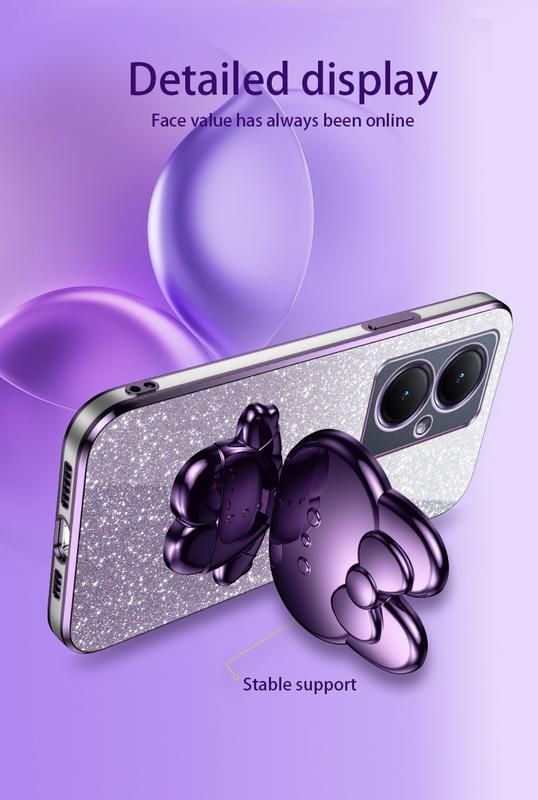 Product Introduction of New Phone Casing For OPPO Reno 13 Pro 5G 13F 12 Pro 12F 11F 11 Pro Reno13Pro A3x A3 Pro 5G A79 A60 A18 A38 A58 Soft Case Glitter Paper + Rabbit Mirror Bracket Holder Electroplated Phone Case 5