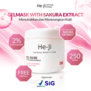 [HE-JI] MASKER GEL With Sakura Extract VARIAN SIZE - Masker Gel dengan 2% Niacinamide, Sakura Extract, 5x Ceramide & Centella Asiatica I For All Skin Type - LOLOS UJI LAB SIG & BPOM APPROVED