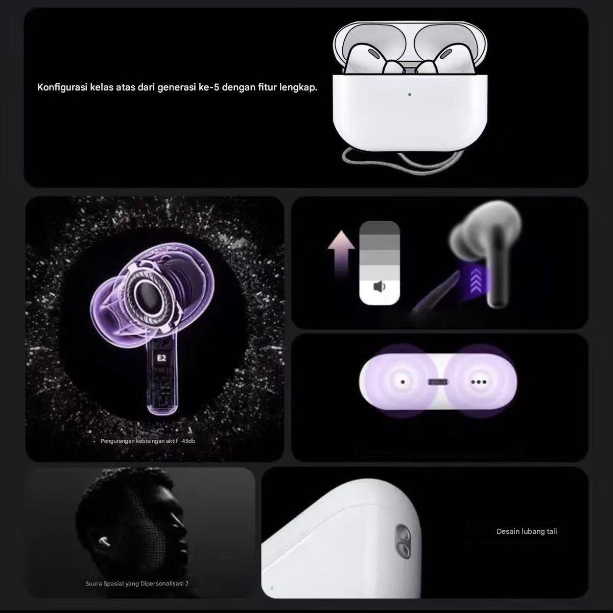 AI TWS Headphone Nirkabel Earphone Bluetooth-kompatibel 5.3 Headset Tahan Air dengan Mikrofon untuk Xiaomi iPhone Earbud