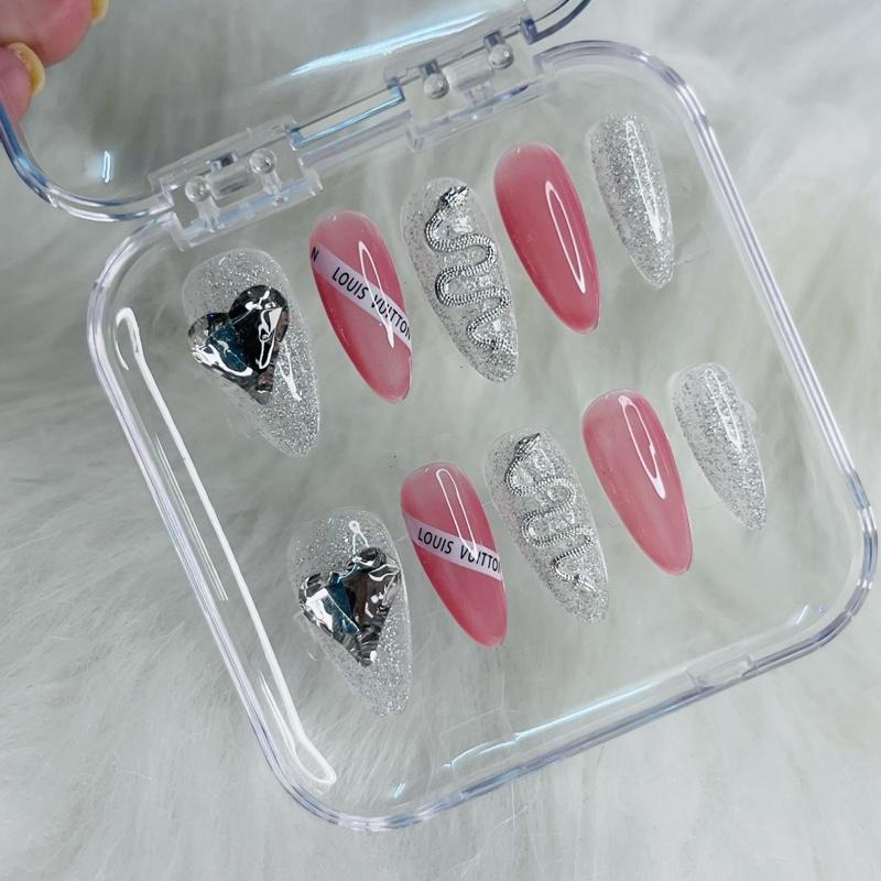 [Nailbox Lộn Xộn] Combo 5 bộ Nailbox ngẫu nhiên màu và form xinh xắn, dễ thương có kèm Keo 7