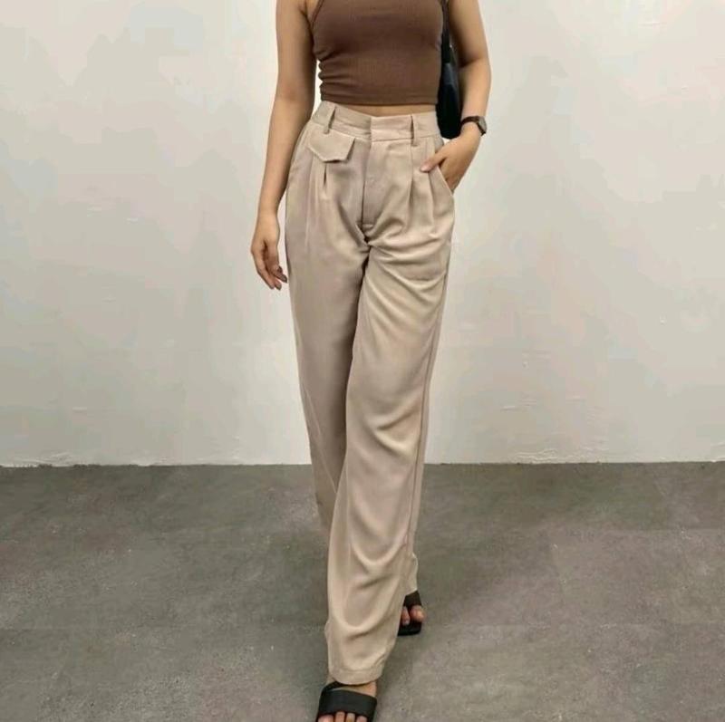 ORO PANTS Highwaist Loose Pants Trousers  Celana Anti Kusut Celana Kulot  Celana Kantor Formal knit wanita 4