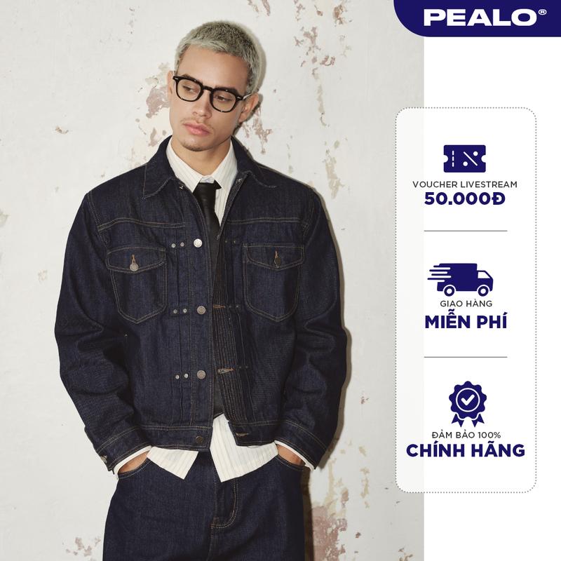  Áo khoác jean nam nữ DENIM RAW PEALO ss25 form boxy crop chất liệu cao cấp màu xanh trắng 