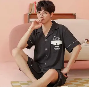 [AMIKO] 3 BAJU TIDUR PIYAMA COWOK - BAHAN KAOS KATUN TEBAL - LENGAN DAN CELANA PENDEK