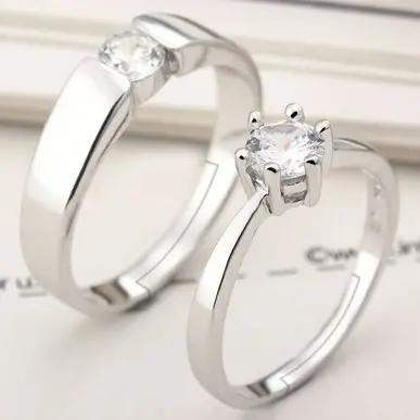Ranier Verena Cincin Couple Pasangan Estetik Hadiah Perempuan Titanium Silver Jewellery Elegant Adjustable Rings Berlian Permata 3