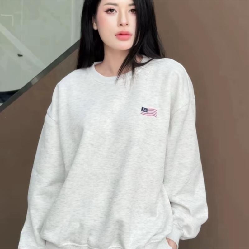 Áo nỉ sweater cổ tròn hottrend form rộng tay bồng bo cổ - SWT cờ