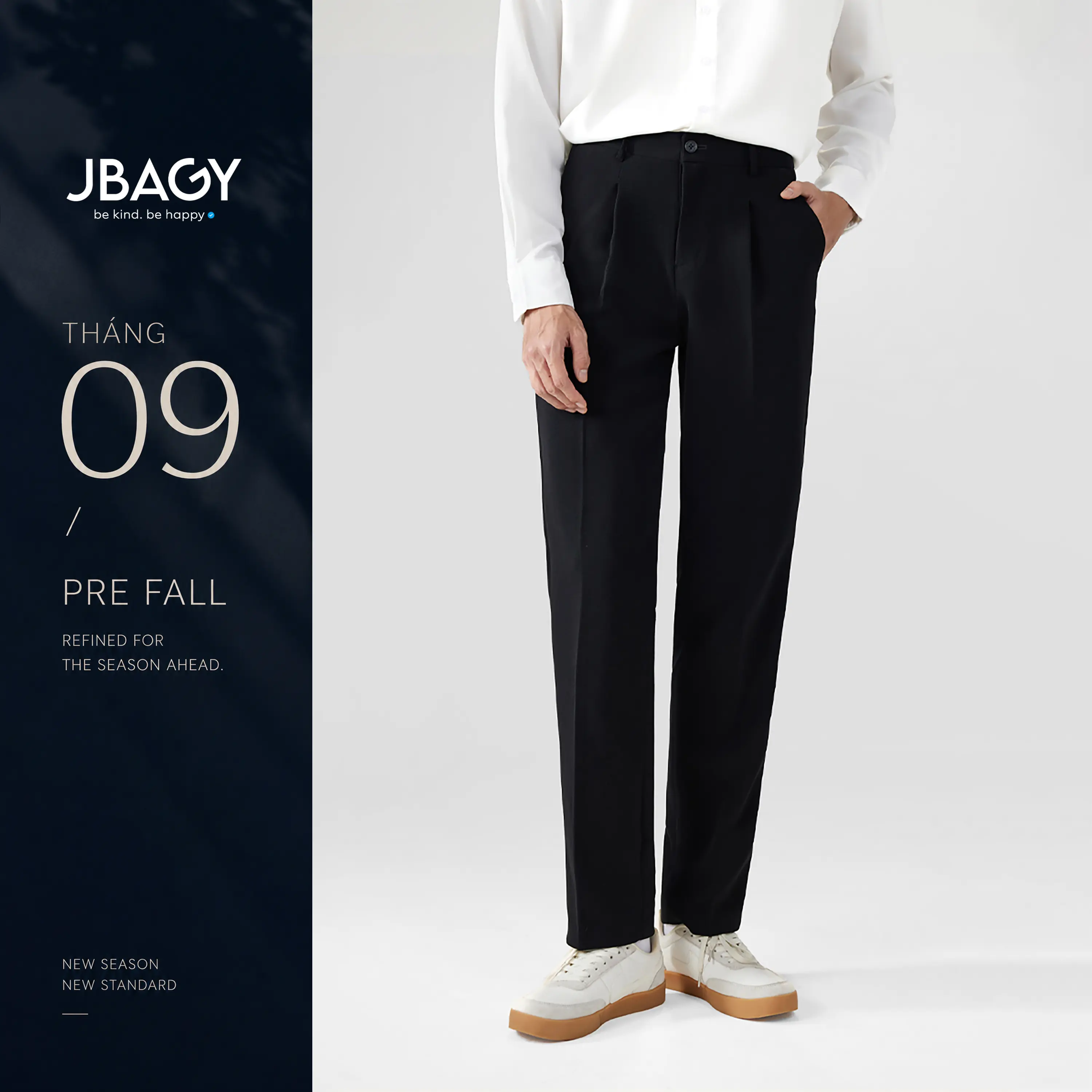 Quần tây nam JBAGY dáng baggy ống suông vải cao cấp co giãn tốt - JA0101 Menswear Pants