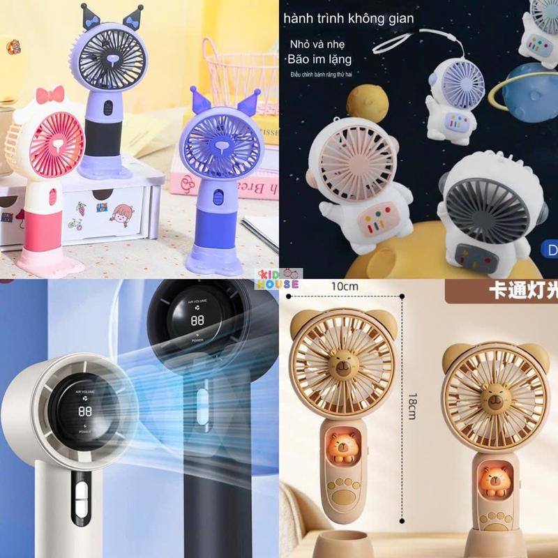 Quạt cầm tay mini capybara, kuromi, quạt sạc công nghệ cao turbo màn led, Quạt quạt tích điện để bàn nhỏ gọn