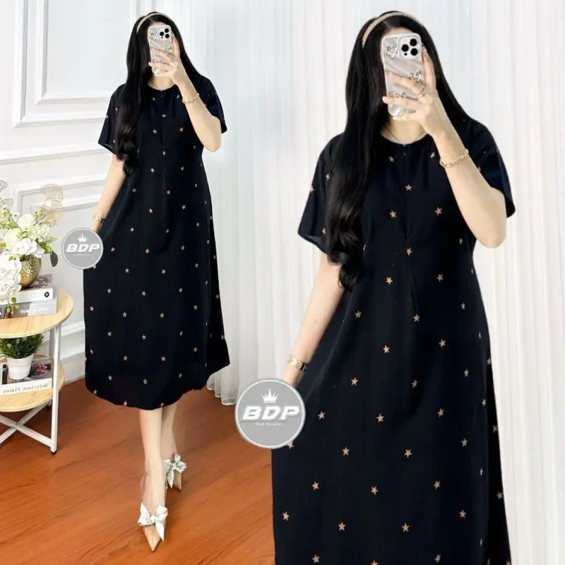 Daster Rayon Lengan Pendek Busui Resleting Depan Ld 110 Daster Remaja Motif Terbaru Dres Panjang Wanita Bumil Kancing Baju Tidur Arab Renda 4