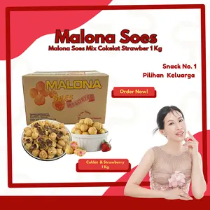 MALONA Soes Coklat Stroberi 500g/1kg Kue Sus Kering Lsi Coklat Strawberry Crisps & Puffed Snacks Chocolate Snacks Kue Soes Kering Food Makanan Manis Camian Enak Snack Cemian Simpan pada suhu kamar Crispy Toples Cookies Cemilan