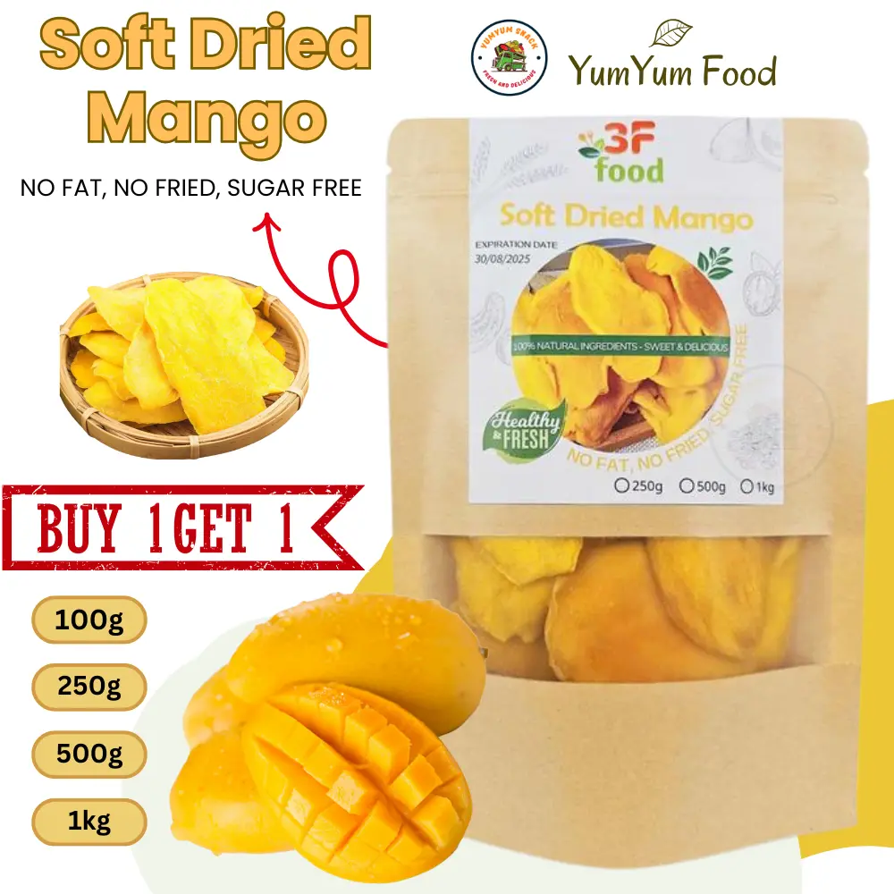 DRIED MANGO 3F FOOD Healthy snacks, Dried Mango Low Sugar, from VIETNAM dried snacks manggo Dry Nata