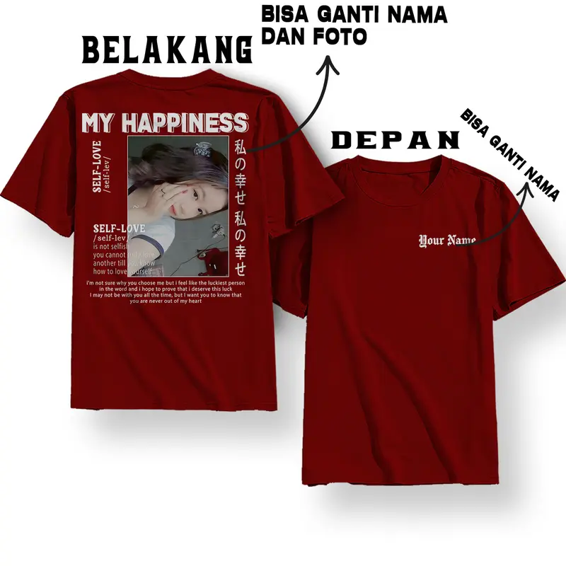 Custom Kaos Desain Aesthetic / Custom Baju Kaos Foto / Kaos Bucin / Bisa ganti foto kamu / Sablon DTF Couple 3