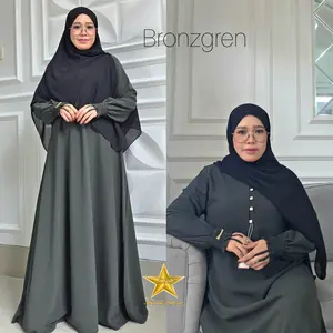 Abaya SHANUM Ikhwani busui variasi kancing tangan karet bahan sabrina anti UV