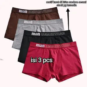 Paket Celana Dalam Pria Boxer Katun 3 Pcs Nyaman Lembut Karet Dewasa Pendek celanadalam sport