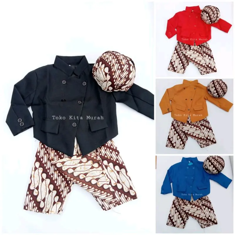 Setelan Baju Adat Jawa Beskap Anak laki laki usia 6 bulan - 11 tahun (Baju+Celana+blangkon)