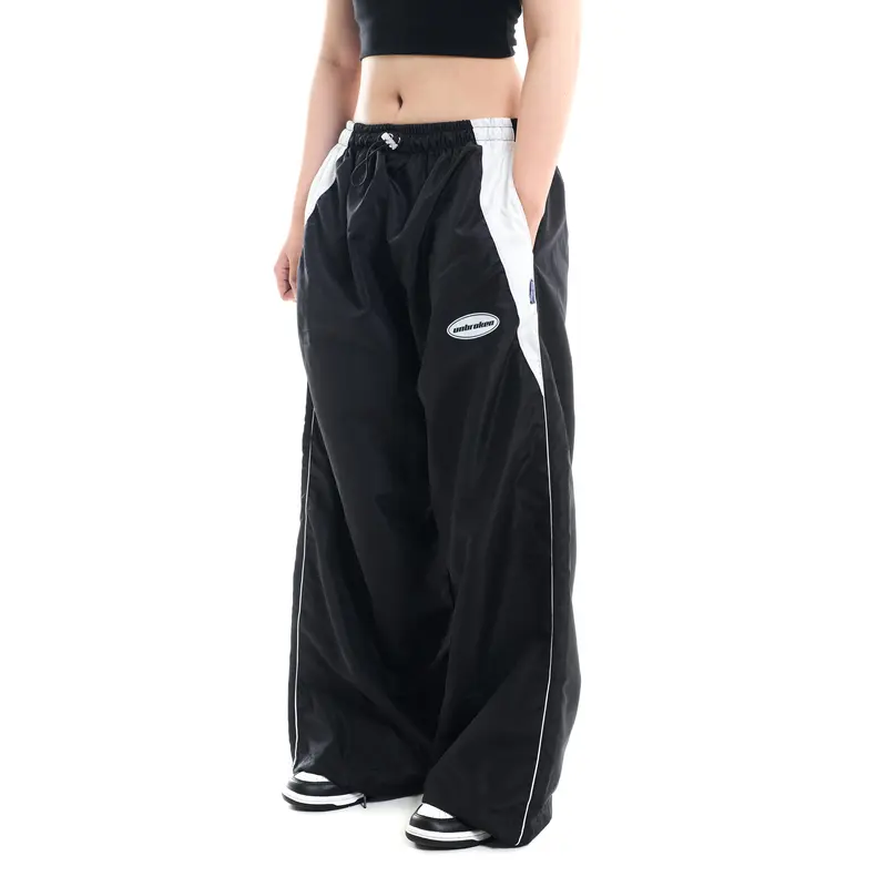Unbroken Official BAGGY PANTS VINTAGE Casual Celana Panjang Wanita unsex regular skena loose parasut karet Hitam Simple Basic 0