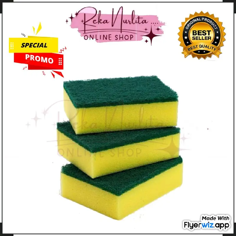 Spon Cuci Piring Spon Serbaguna Busa Kuning Hijau 1