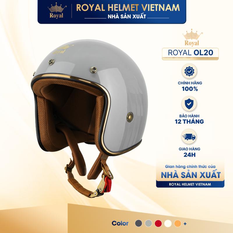 NHÀ SẢN XUẤT ĐỘC QUYỀN Mũ Bảo Hiểm 3 4 Royal OL20 Không Kính nón Chính Hãng Cho Nam Nữ Bán Chạy Tặng Kèm Tai Mèo | Trực tiếp từ NSX