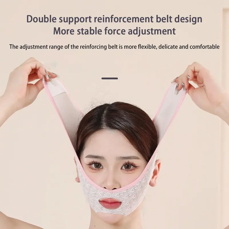 Masker Tidur Elastis Wajah V Perban Bentuk Pelangsing Wajah Wanita Pengangkat Pengencang Masker Dagu Ganda Anti Kendur Perban Lipatan Nasolabial Memudar 7