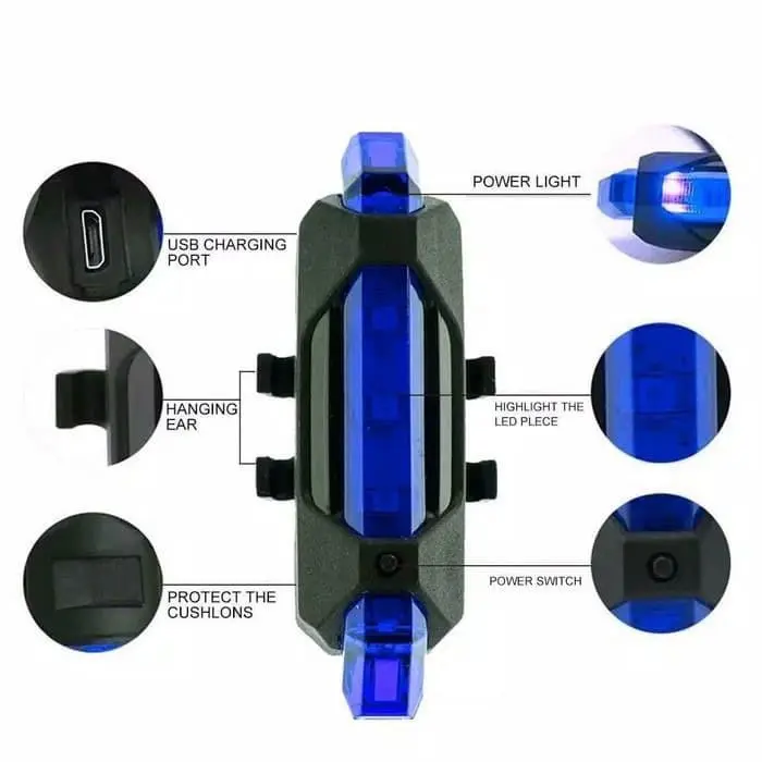 LAMPU BELAKANG SEPEDA MERAH LED USB RECHARGEABLE UNIK IMPORT