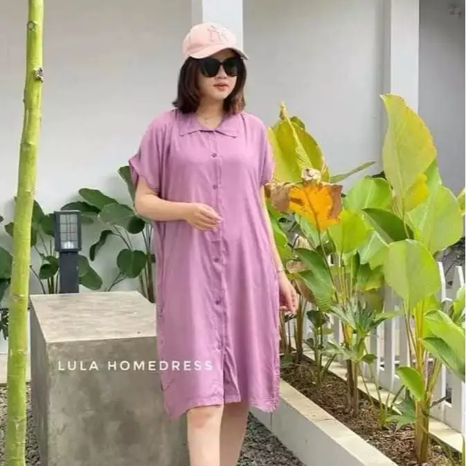 Paket 100Ribuan Dapat 4 Daster Lula Homedress Full Kancing & Saku Aktif Sesuai Foto Nyaman Panjang Santai Kerah Wanita Piyama Garis Busui Katun Bumil Menyusui Tangan Tipis Mewah 6