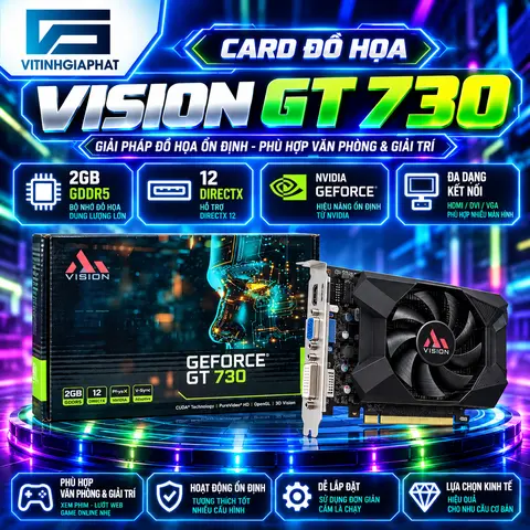 Card màn hình AiVision GeForce GT 730 (2GB GDDR5, 64-bit, Single Fan)