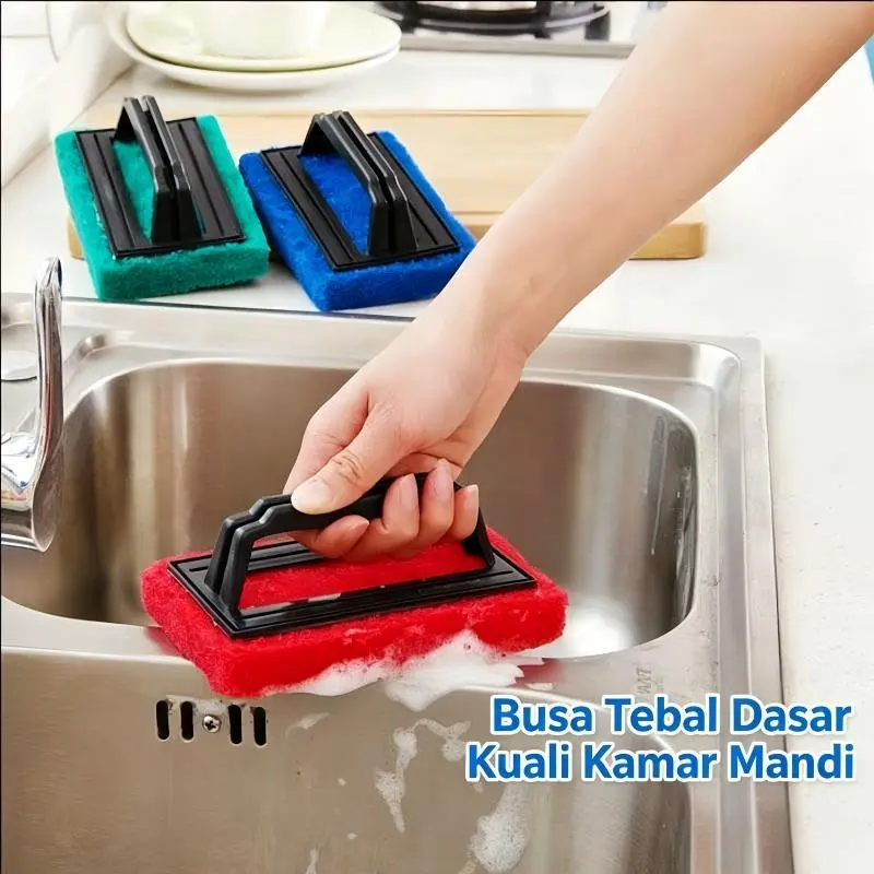 【Sam's market】Sikat Sabut Pembersih Gagang Lantai dengan Busa Tebal Dasar Kualitas Kamar Mandi untuk Pembersihan Efektif dan Praktis