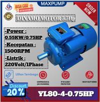 Gambar MAXPUMP Dinamo 1 Phase 0,75 Hp 1500 RPM 4 pole Motor Induksi 0.75hp Penggerak Electro Tembaga 220V Speed 1400 RPM Suara Halus Body Kokoh Electric Motor Dynamo Elektro Motor dari Poseidonpump Kota Administrasi Jakarta Utara 1 Tokopedia