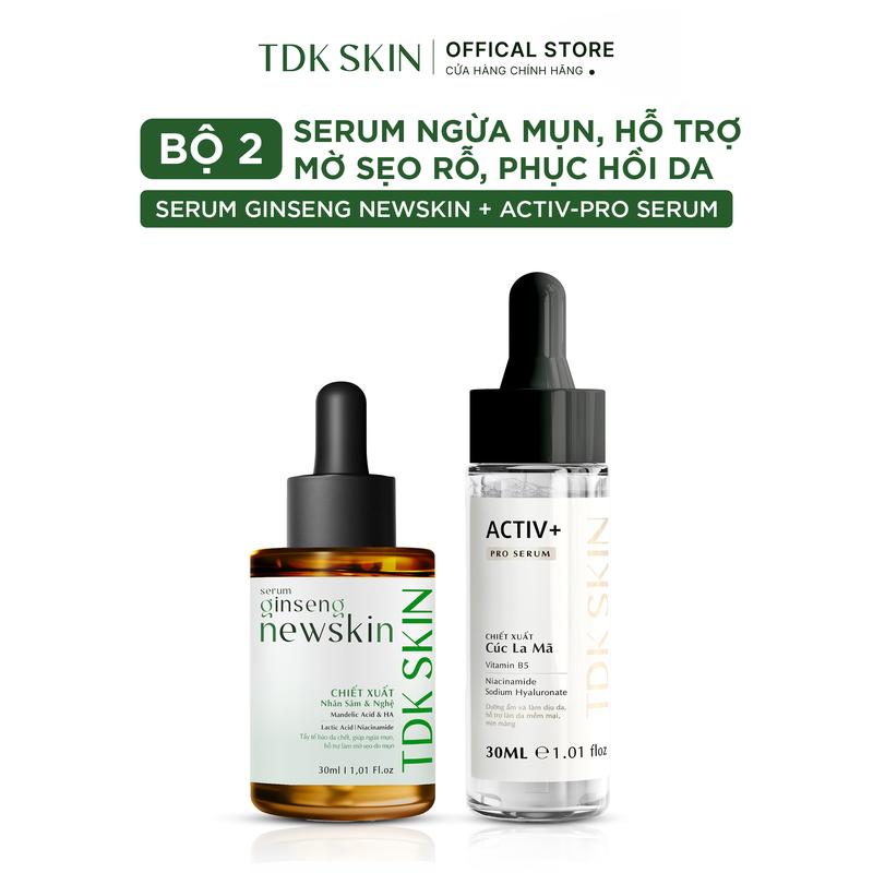 Combo bộ chăm sóc da Serum Newskin + Serum Phục Hồi Activ-Pro hỗ trợ cải thiện sẹo rỗ mụn ,thâm - TDK SKIN