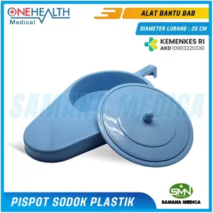 ONEHEALTH - Pispot sodok plastik (bukan logam) / Stickpan untuk BAB Warna Biru BAK dengan tutup Promo Murah