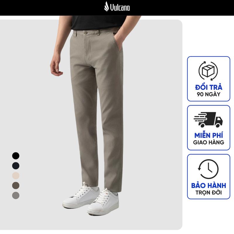 Quần kaki nam Vulcano cao cấp vân vải gai, thiết kế slimfit trẻ trung, co giãn thoải mái 4001