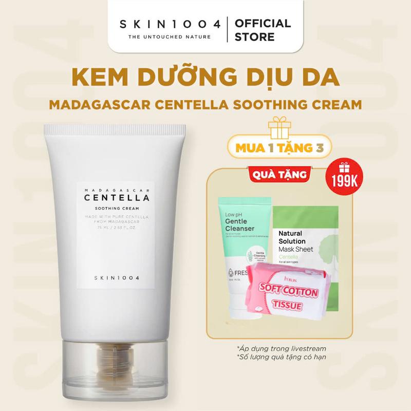 [LS][Tặng 1 sữa rửa mặt Freska 30ml+1 khăn khô đa năng+1 mask Freska] SKIN1004 Kem Dưỡng Ẩm Da cho da dầu Madagascar Centella Soothing Cream 75ml