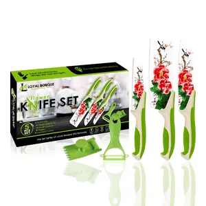 Set Pisau Keramik Motif Bunga - Set Pisau 5 in 1 - Pisau Set Tajam dan Awet -  Pisau Set Motif Bunga J23