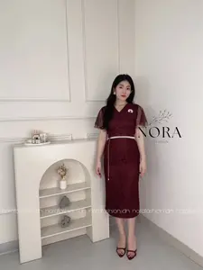 Kalya Dress [M-XL] / Dress Pesta Wanita / Dress Brukat / Dress Natal / Dress Span Mutiara